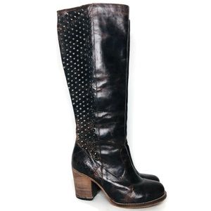 CORRAL Studded Brown distressed Leather Boots 37/6-6.5